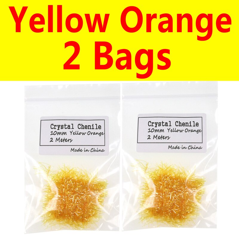 Bimoo 2 Bags 10mm Wide Crystal Flash Tinsel Hackle Flash for Fly Tying Streamer Egg Fly Salmon Fly Trout Salmon Lures: Yellow Orange 2 Bags