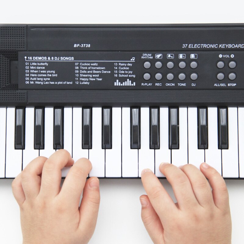 Teclado de Piano portátil de 54 teclas para niños, Mini teclado de música eléctrico con doble fuente de alimentación y Mini micrófono para principiantes, THJ99