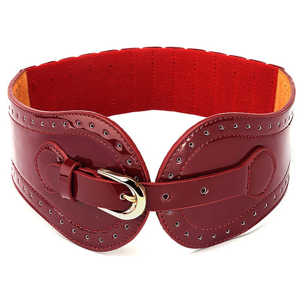 AKTRIS Dames Decoratieve Riemen Dermis Elastische Blauw Tailleband Taille Lakleer Down Jassen Tailleband Vrouwen FCO123: Red
