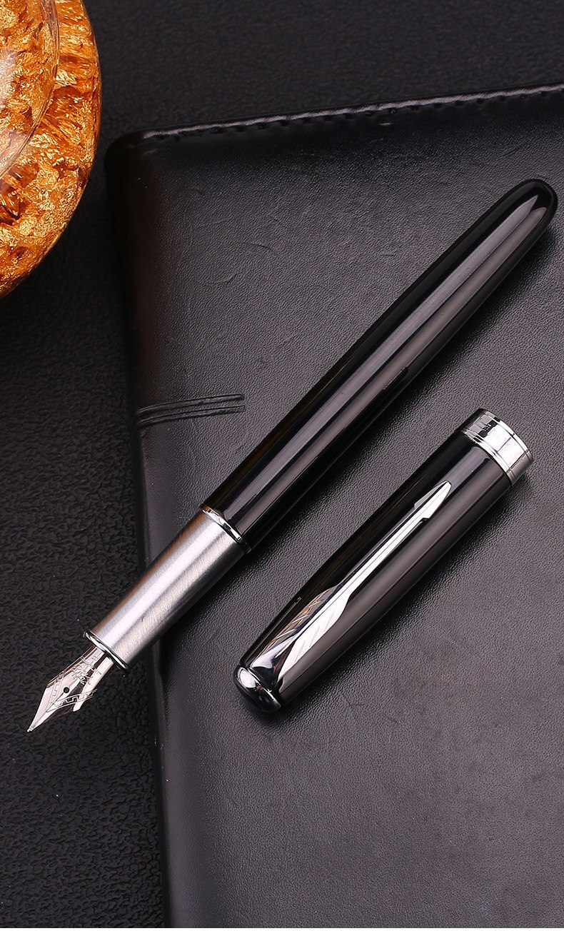Jinhao Fountain Pen Luxury Bronze Ink Pens Metal Golden Clip Pens Office: 601yinjian heiqi