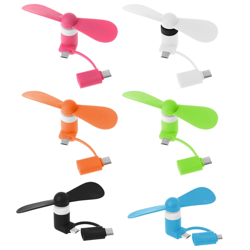 Mini Ventilador de Refrigeração Portátil, 2 em 1, Refrigerador, Tipo-C, Portátil, USB, Celulares, Fãs para Android, Telefones Micro USB