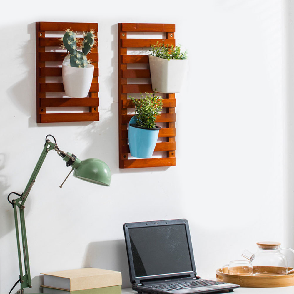 Wall Mount Wood Plant Stand Indoor Plant Flower Pot Stand Plant Display Rack Holder Shelf For Livingroom Office Bedroom