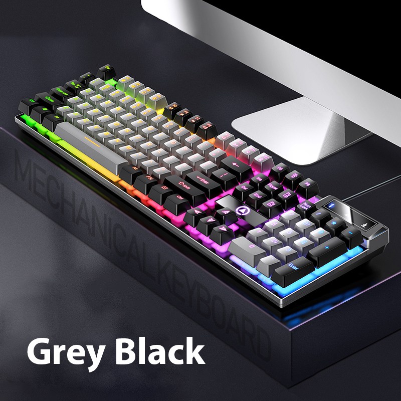 K500 Bedraad toetsenbord 104 toetsen Office Gaming-toetsenbord Mechanisch gevoel voor Windows en IOS Computer Laptop PC RGB-membraantoetsenbord: Goud