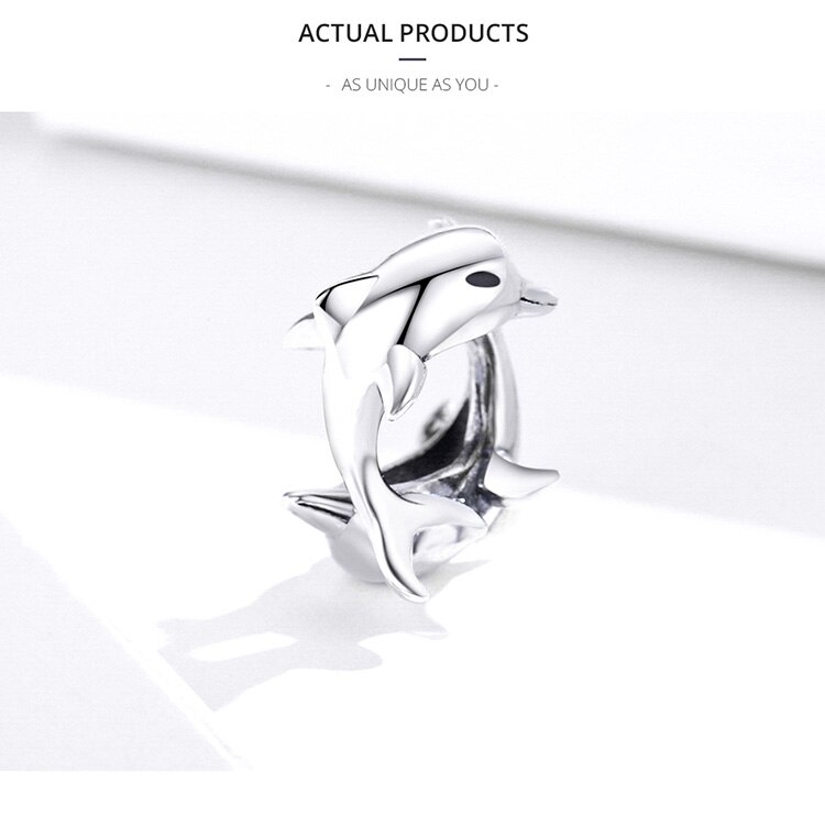 Puur Zilver 925 Sieraden Dier Dolfijn Charm Kralen Originele 3 Mm Snake Armband Vrouwelijke Productie