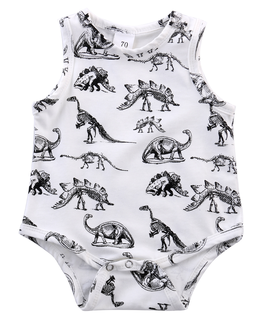 Zomer Romper Baby Baby Meisje Jongen Kleding Dinosaurussen Gedrukt Mouwloze Romper Katoen Outfits Us Au: 3M