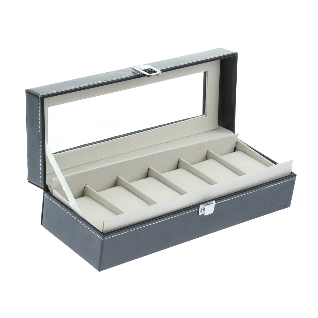 Grote 6 Slot Horloge Vitrine Box Sieraden Armband Opslag Met Duidelijke Top Voor Winkel Winkel