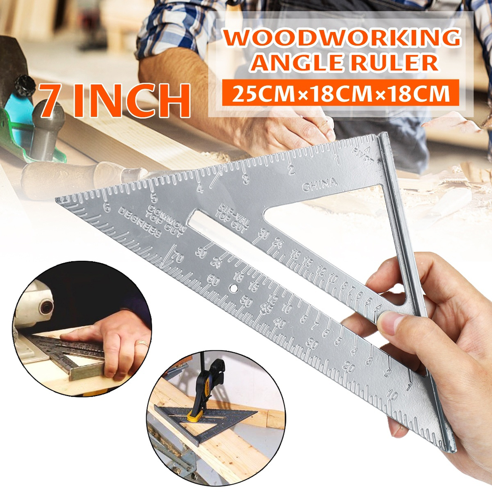 7inch Measurement Tool Square Ruler Aluminum Alloy Speed Protractor Miter For Carpenter Tri-square Line Scriber Saw Guide