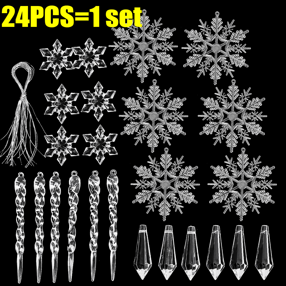 5-48 Stuks Kerst Ornamenten Kristal Boom Decoraties Transparante Ijs Strip Hanger DIY Teardrop Kroonluchter Kerst Bruiloft Kralen: M / Light Grey