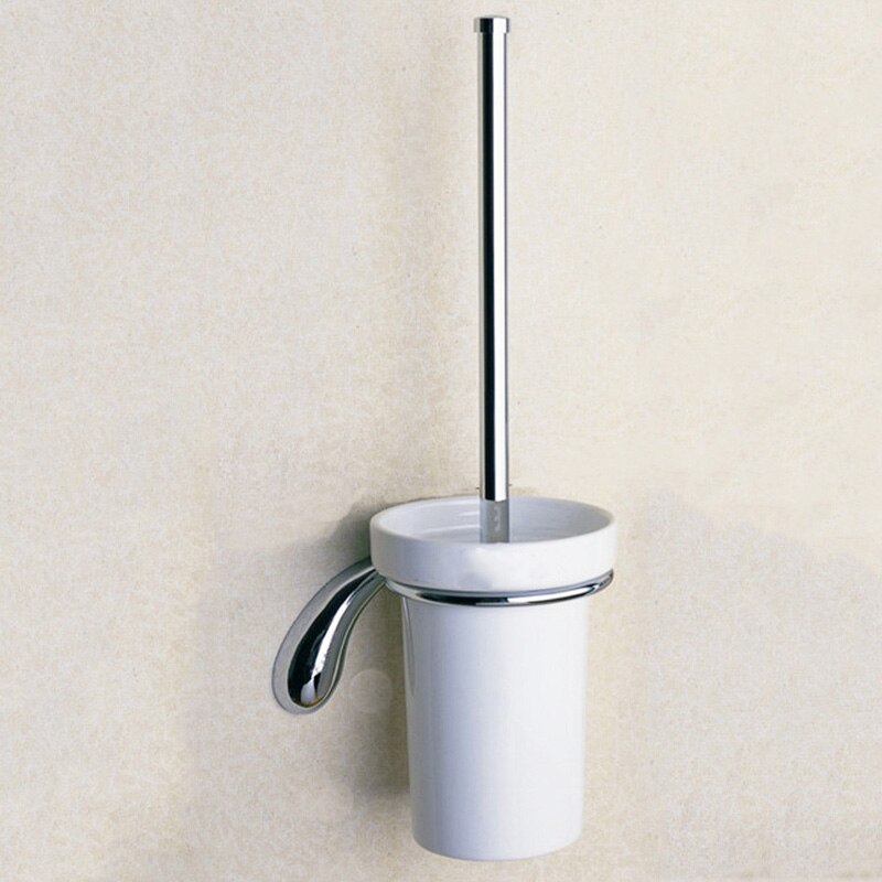 Krom badeværelse hardware sæt messing bruser sæbedispenser håndklæde ring bar morgenkåbe kroge bøjle vægmonteret toilet børste papirholder: Toiletbørsteholder