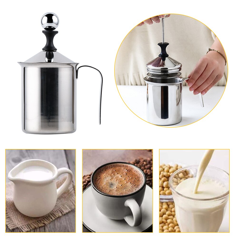 Milk Frother Household Fancy Milk Foaming Cup Manual Milk Frother Double Layer Coffee Mixer Latte Cappuccino Milk Blender Cup