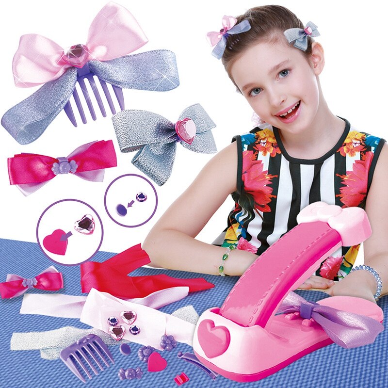 Kids Plastic Hoofddeksels Making Machine Speelgoed Diy Hoofdtooi Haarspeld Maken Machine Meisje Gevlochten Haar Pak Meisjes Dress Up Speelgoed