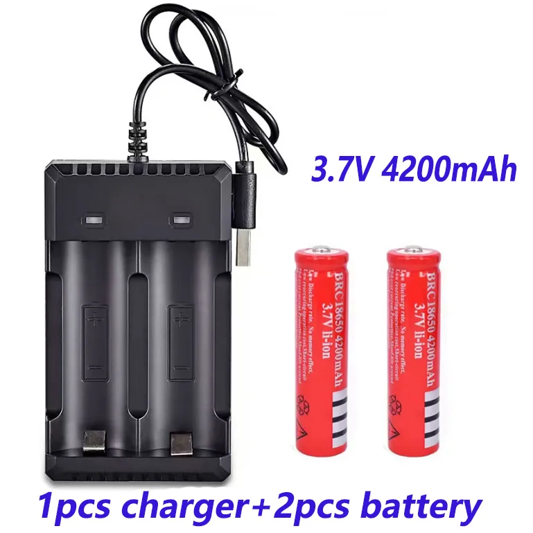 100% original 18650 Rechargable Battery 18650 3.7 V Battery for LED Lantern torch+USB Charger: Blue