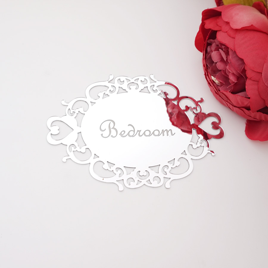 Bedroom Bathroom Toilet WC Door Sign Wall Sticker Signage Acrylic Mirror Oval Indicator Home Decor House Moving: 20x30cm / PURPLE