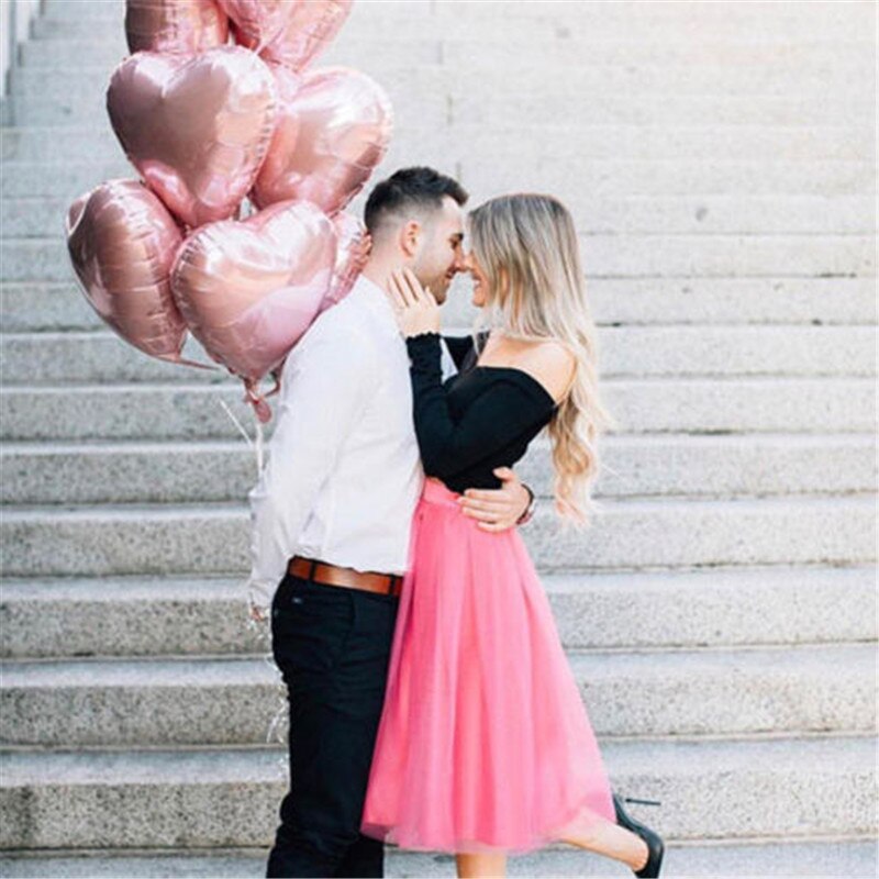 Globos en forma de corazón de aluminio rosa y oro rojo de 18 pulgadas, 5 uds., globos en forma de corazón románticos de amor, globos de aluminio, decoración de de cumpleaños o boda