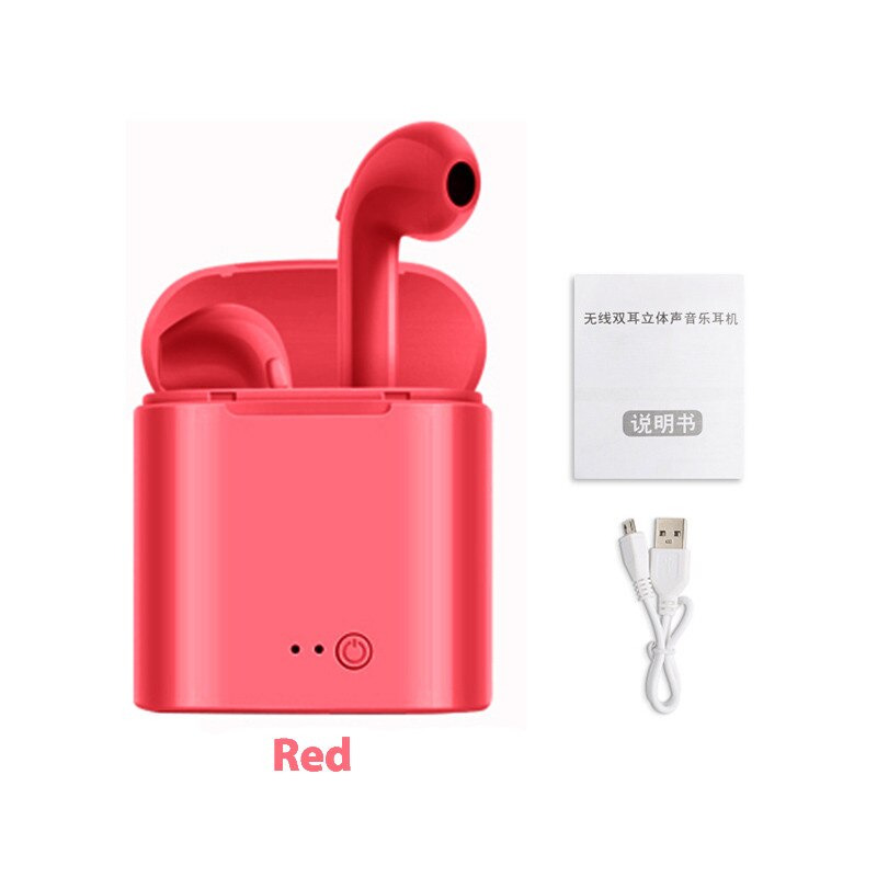 Auriculares i7s i9s tws auriculares inalámbricos con Bluetooth, auriculares estéreo 5,0 de sonido HiFi, Auriculares deportivos para llamadas de teléfono, todos los teléfonos inteligentes: i7s-Red