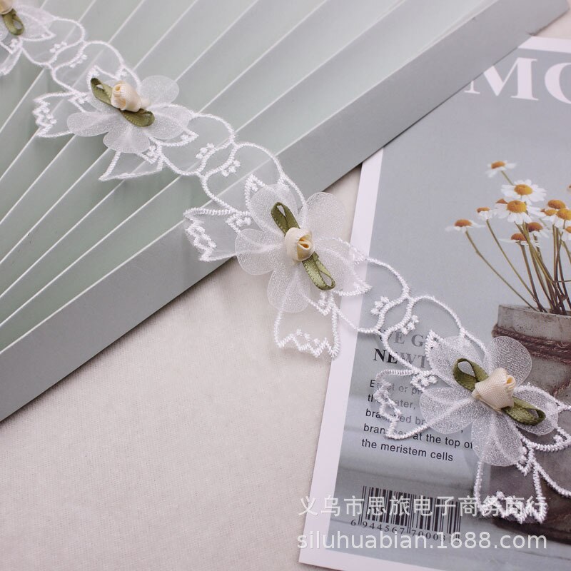 1 yards Flowers Embroidery water-soluble Lace Ribbon for Clothing Dress Hat Curtain Trims Accessories: 3