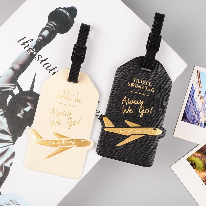 Travel Accessories Aircraft PU Leather Luggage Tag Women Men Portable Label Suitcase ID Address Holder Baggage Boarding
