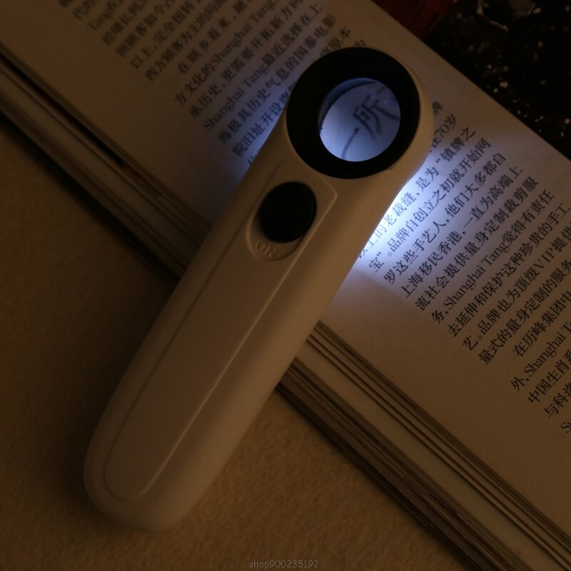 40X Handheld 2 LED Light Magnifier Reading Magnifying Glass Lens Jewelry Loupe N19 20
