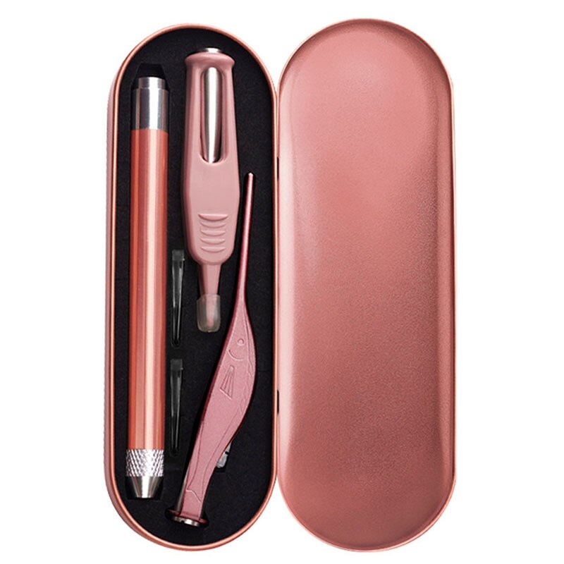 LED Light Ear Pick Removal Nose Clean Clip Baby Ear Nose Clean Tweezer Set @ZJF