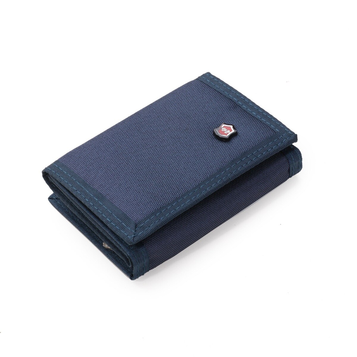 Men Solid Color Wallet Three-fold Coin Purse Canvas Wallet with Velcro Fashionable Card Pack: Blue