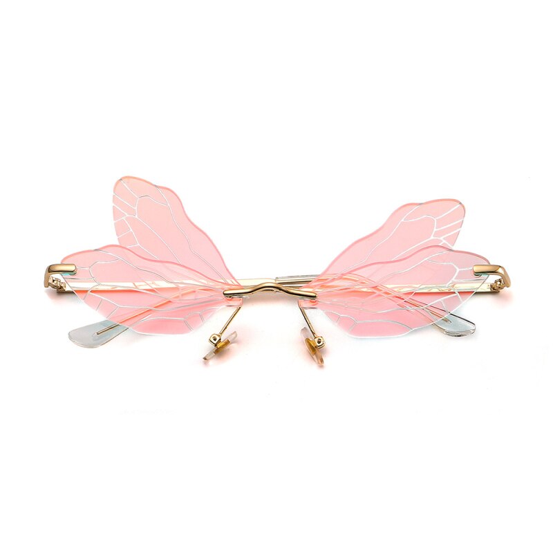 Gafas tipo mariposa sin montura para hombre y mujer, anteojos de sol femeninos con de libélula, de color rosa, con protección UV400, a la: 08