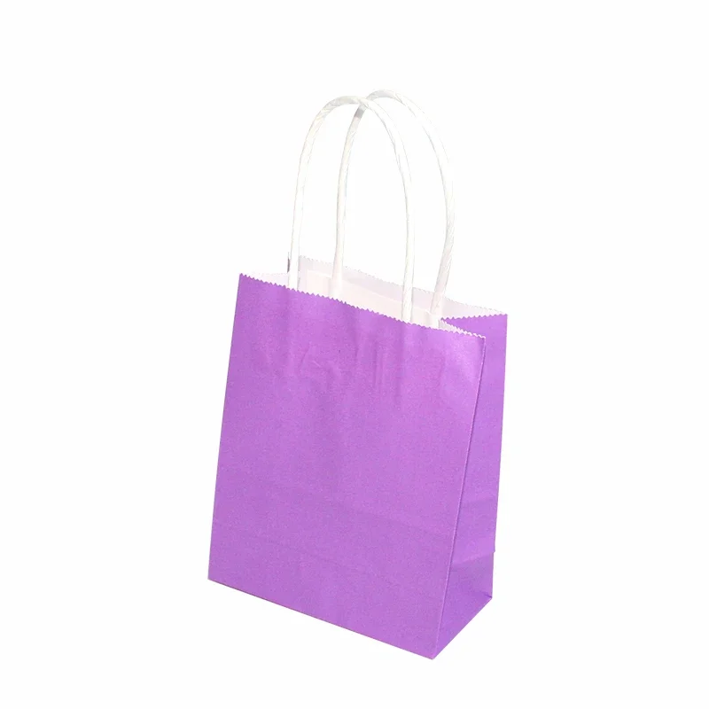 6/12pcs Mini Small Kraft Paper Bag with Handles Festival Bag Candy Shopping Bags