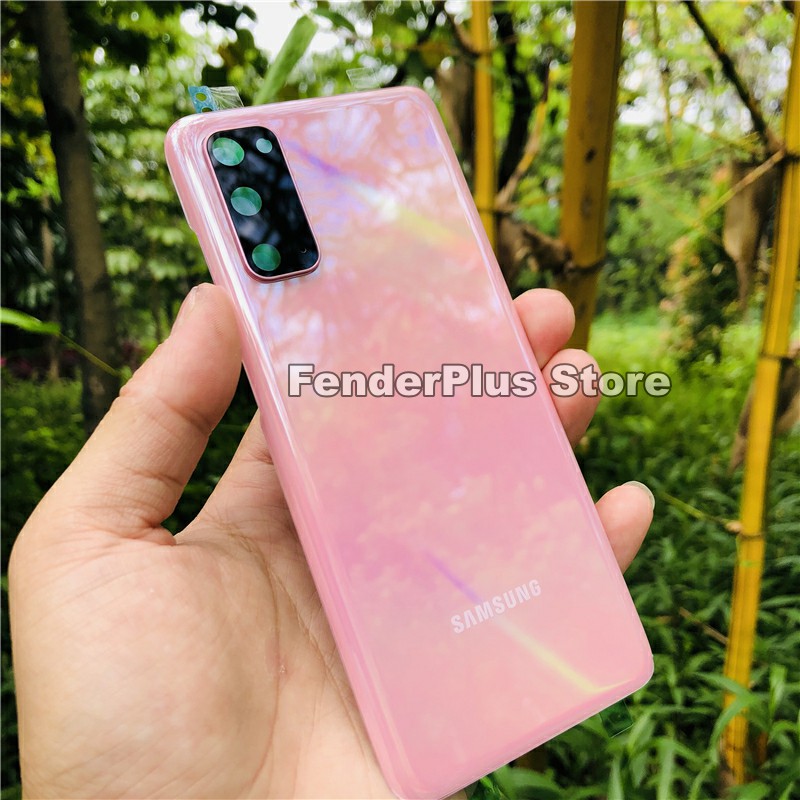 Galaxy S20/S20 Plus/S20 Ultra Batterij Back Cover Deur Achter Glas Behuizing Case Camera Lens Frame Voor samsung S20 + S20 Glas Cover: S20 Plus Pink