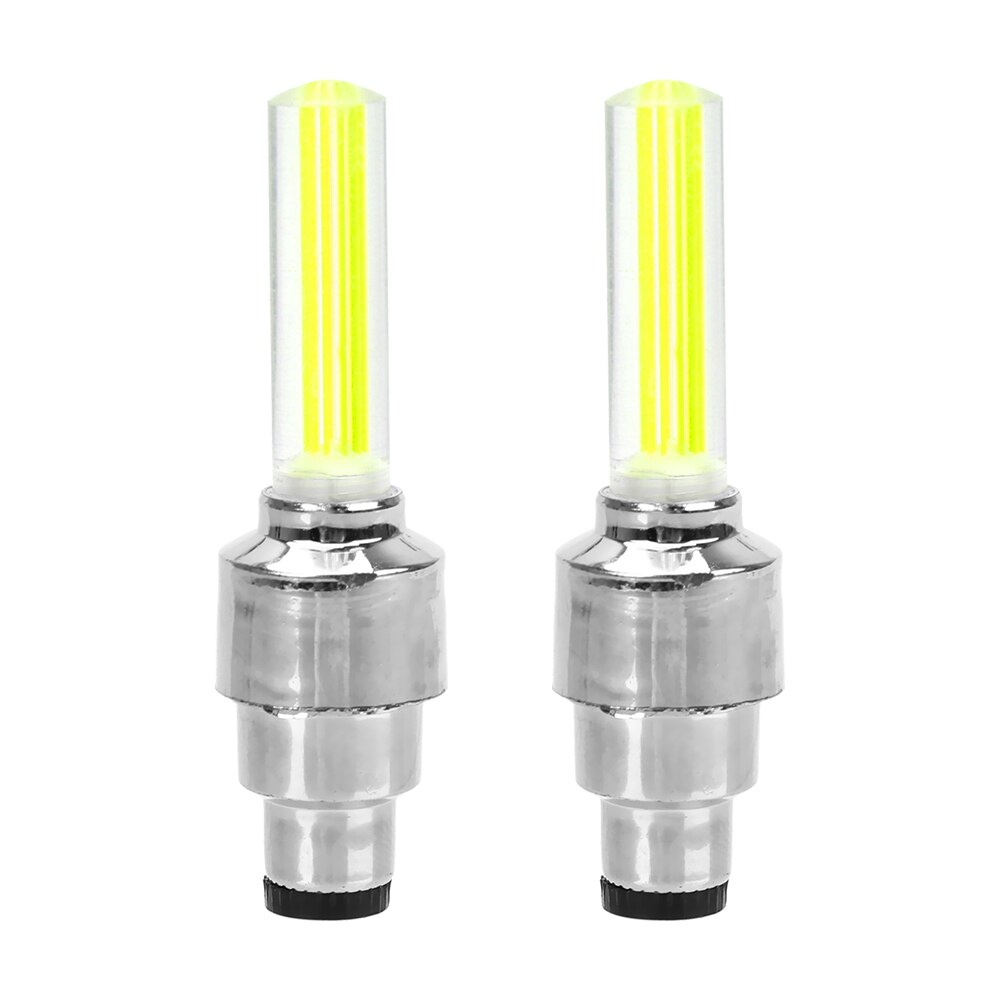 2 Stuks Led Light Voor Auto Wiel Moto Bike Tire Valve Cap Decoratieve Lantaarn Ventiel Capflash Spoke Neon lamp: Geel