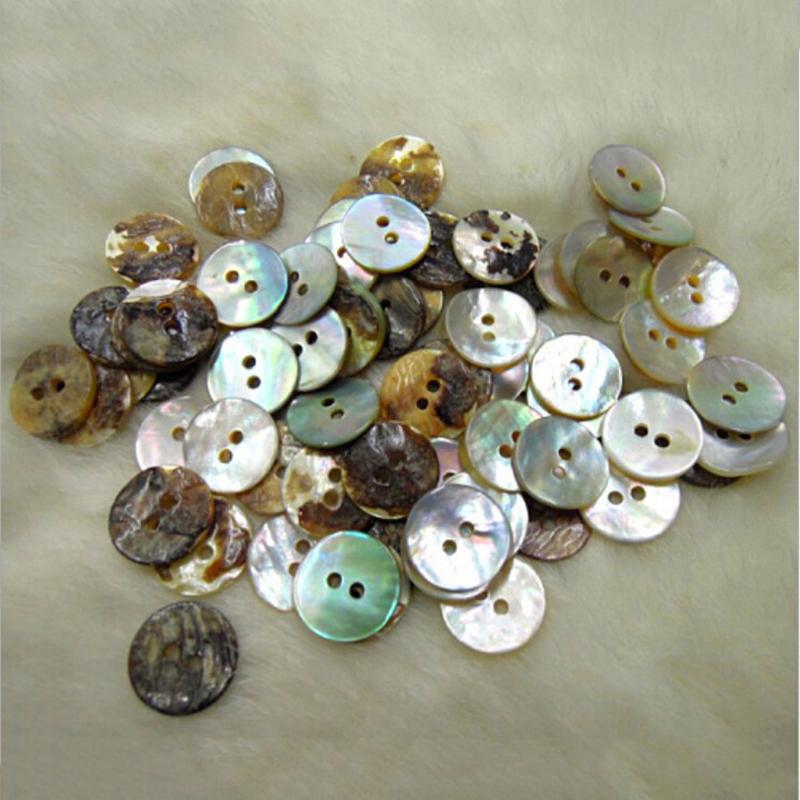 100Pcs/lot Mother of Pearl Round Shell Buttons Scrapbooking Clothes Coat Hats Sewing DIY Decorative Buttons 10mm