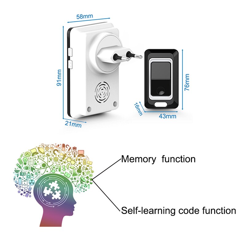 Wireless Smart Home Doorbell 4 Plugs Waterproof Electircal Chime Inteligente Ringbell Remote Control Elderly Pager Door Bell