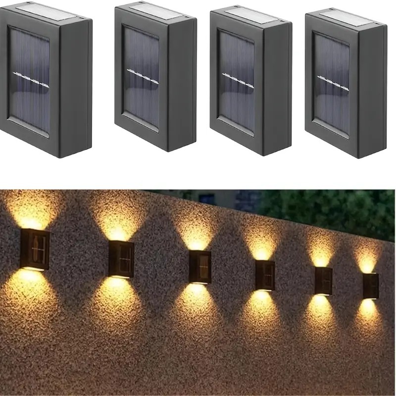 2 LED Solar Light Outdoor Waterproof Solar Wall Lamp Up and Down Lighting Garden Stairs Fence Decoration Sunlight Powered Lamp