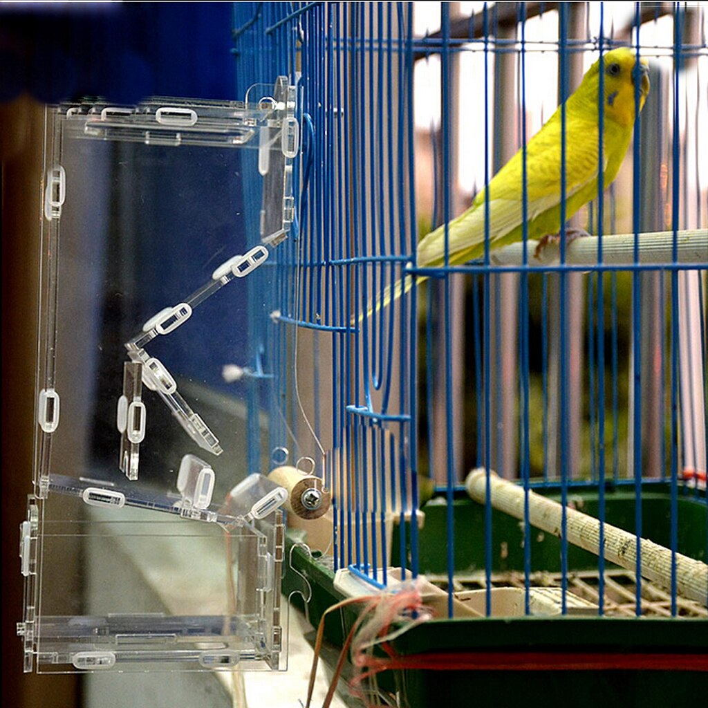 Clear Acrylic Pet Parrot Bird Automatic Cage Feeder Size Small Single Hopper Pets Supplies Accessories Birds Feeders
