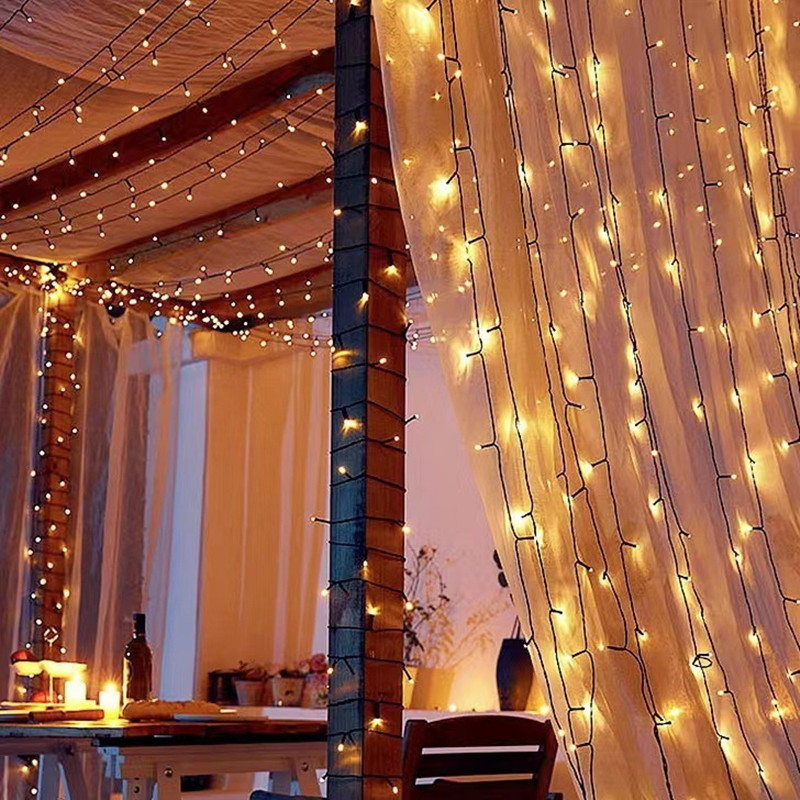 Guirnalda de luces LED solares, 8 modos de iluminación, tira de luces parpadeante impermeable para exteriores, para decoración de fiestas en el jardín, árboles y vacaciones