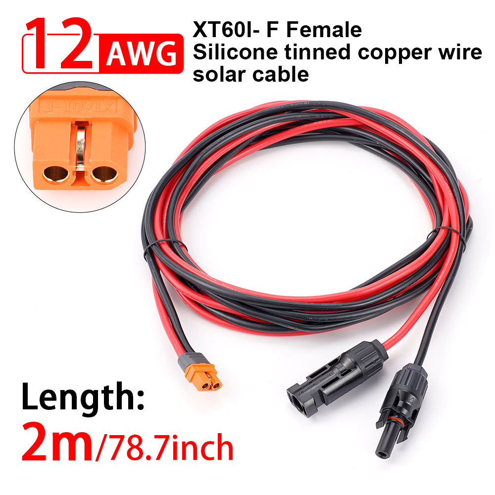 Solarstecker auf XT60I-F-Adapter, 12 AWG-Kabel, Verbindung Solarpanel-Ladekabel, 1/2/3 m, für tragbares Generator-Kraftwerk: Lavendel