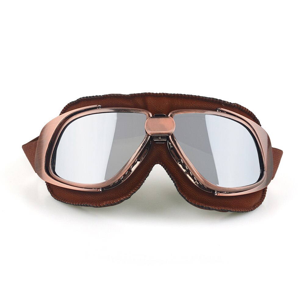 Casco de motocicleta Steampunk, gafas voladoras, piloto Vintage, gafas de motorista, protección UV: Silver lens