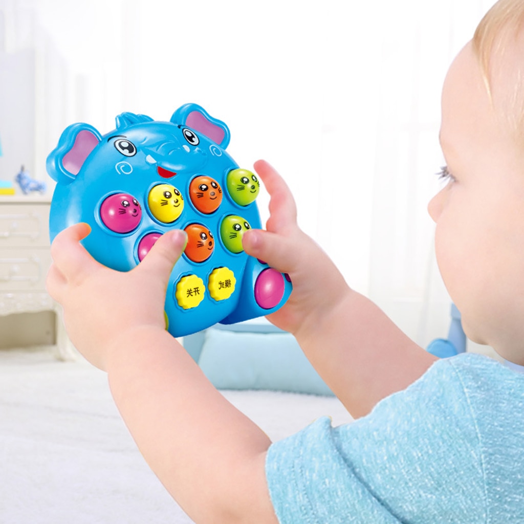 Blauw Elektronische Hit Hamster Whack A Mole Handheld Game Musical Speelgoed Voor Kids Peuter Verjaardag Kerstcadeau