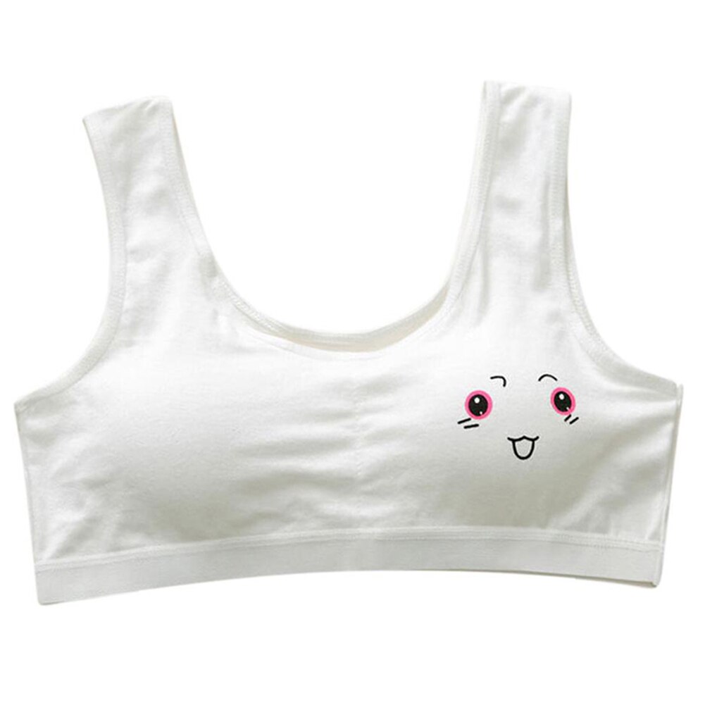 Sujetador de dibujos animados para niña, sostén de entrenamiento informal de algodón suave para adolescentes, 3 piezas,: white