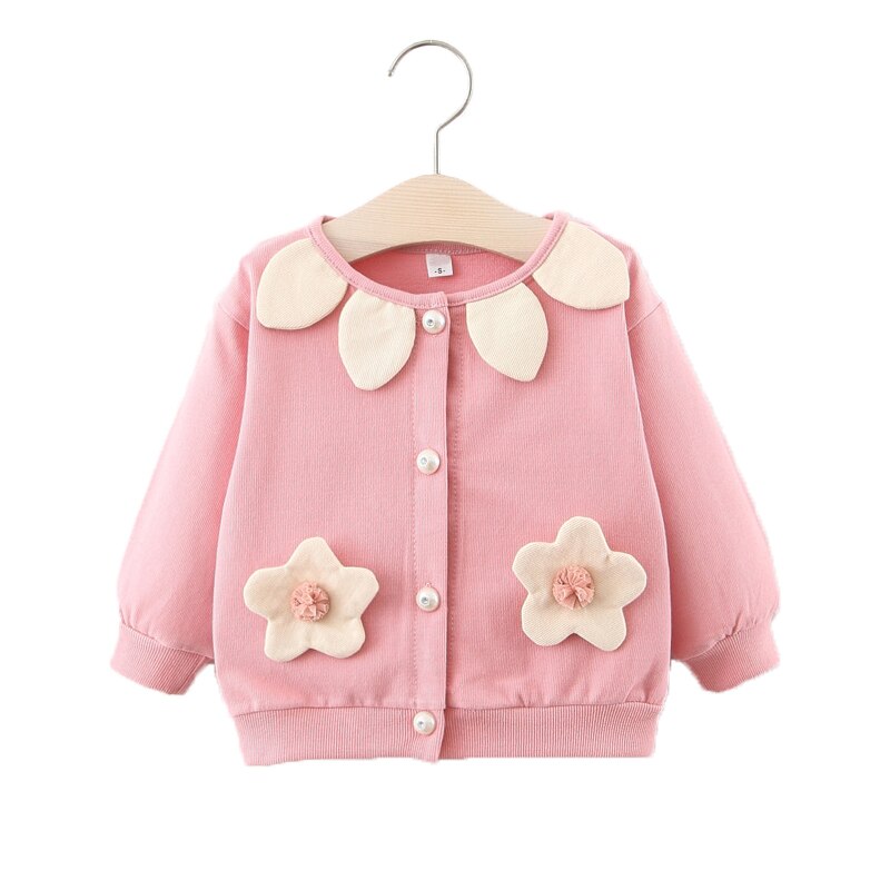 Bloem Jas Peuter Meisjes Herfst Winter Mode Katoen Zacht Zoete Kleding Tops O-hals 0-5T Baby Meisje knoppen Gebreid Vest