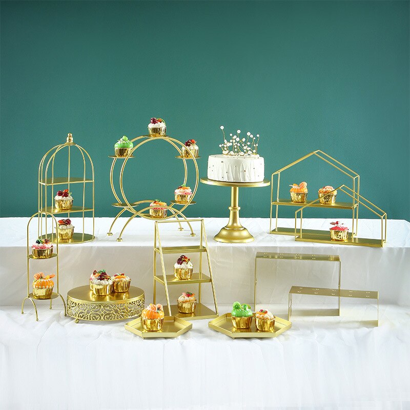 Stable Metal Dessert Table Cake Topper Display Stand Cupcake Plate Wedding Decorative Rack Pastry Tray Afternoon Tea Snack Stand