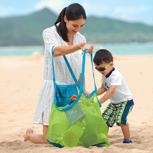 Borsa per la conservazione di giocattoli da spiaggia per bambini estivi borsa per dragaggio di sabbia borsa a rete per detriti borsa per mobili di grandi dimensioni: green