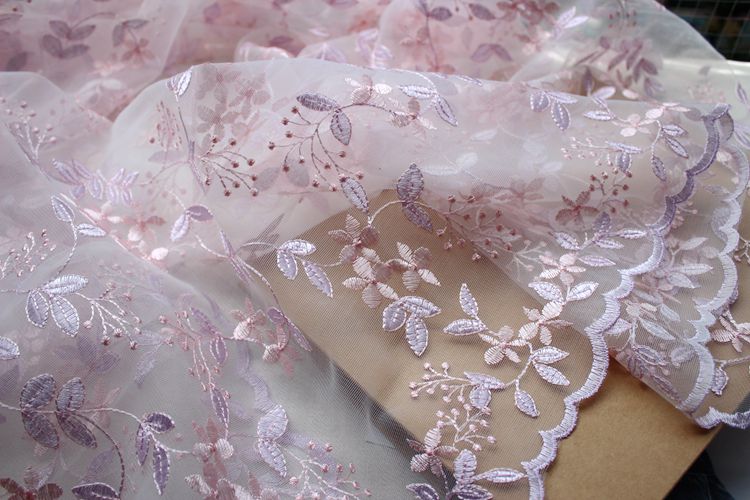 50cm*136cm organza bloemen borduurwerk brede kant stof diy rok kleding stof schaduwgordijn handgemaakte accessoires