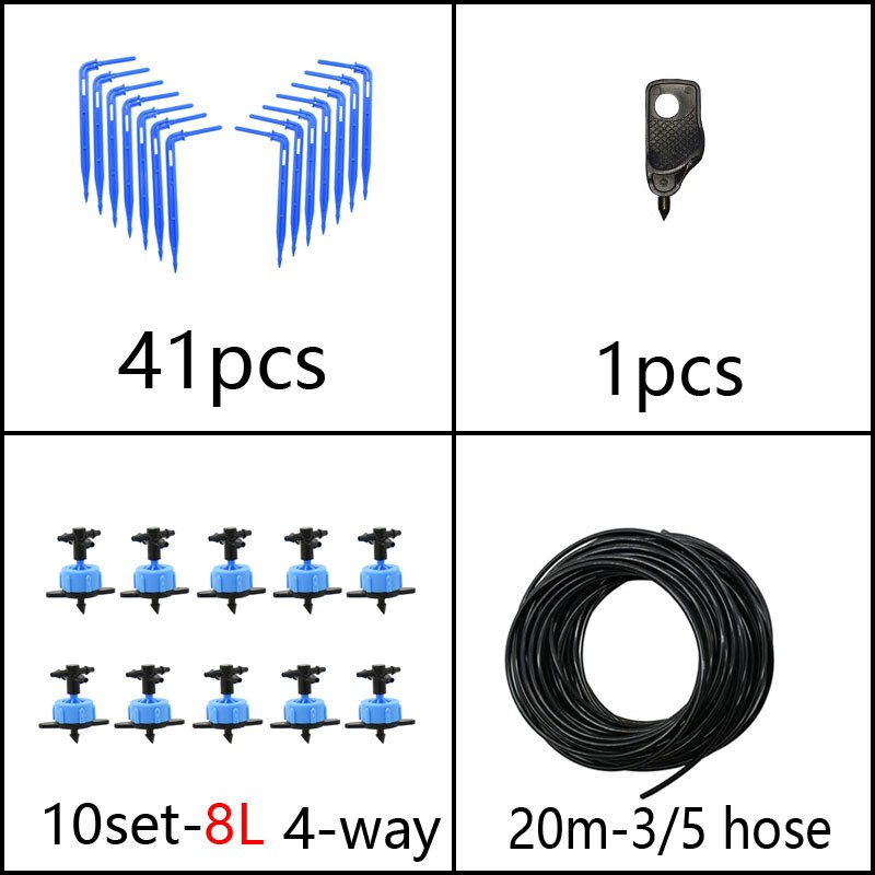 Drivhus drypp vanning 4- vei 3/5mm drypp pil 2- vei sender vanning vanning system for potte hage plen 10 sett /20 sett: 8l