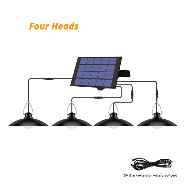 4 Heads Solar Hanglamp Led Buiten Indoor Kroonluchter Solar Lamp Warm Wit Tuin Verlichting Voor Thuis Binnenplaats Decoratie: Four Heads / White