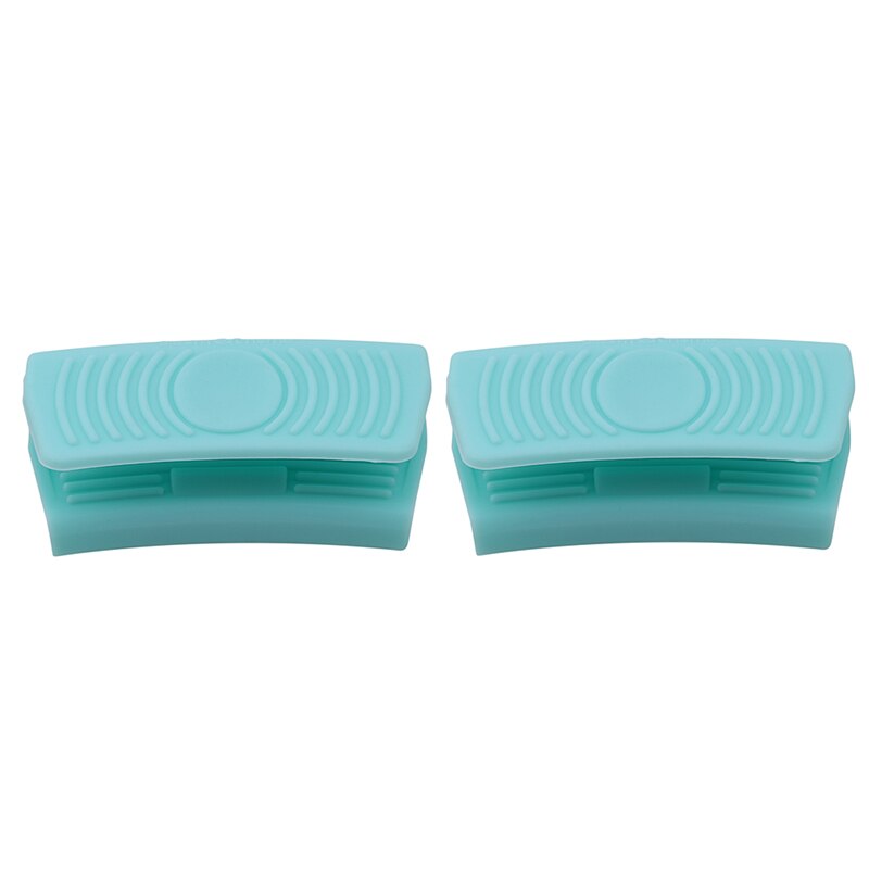 Grip Silicone Pot Holder Sleeve Pot Glove Pan Handle Cover Grip Kitchen Tools: light blue