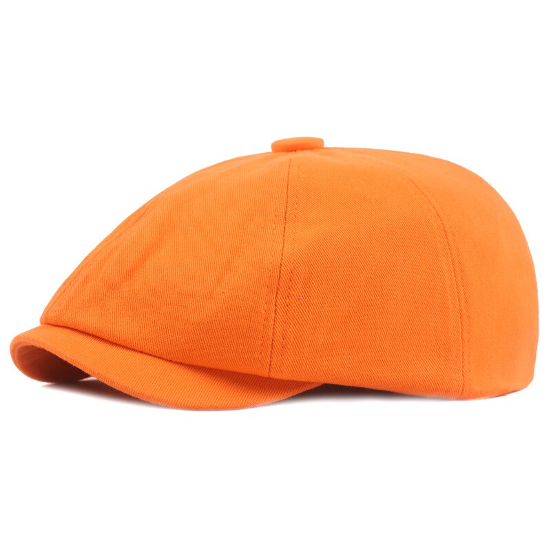 Octagonal Hats Men Captain Painter Woman Beret Casual Newsboy Hat Spring Summer Autumn Retro Beret Hat Octagonal Cap Male: Orange