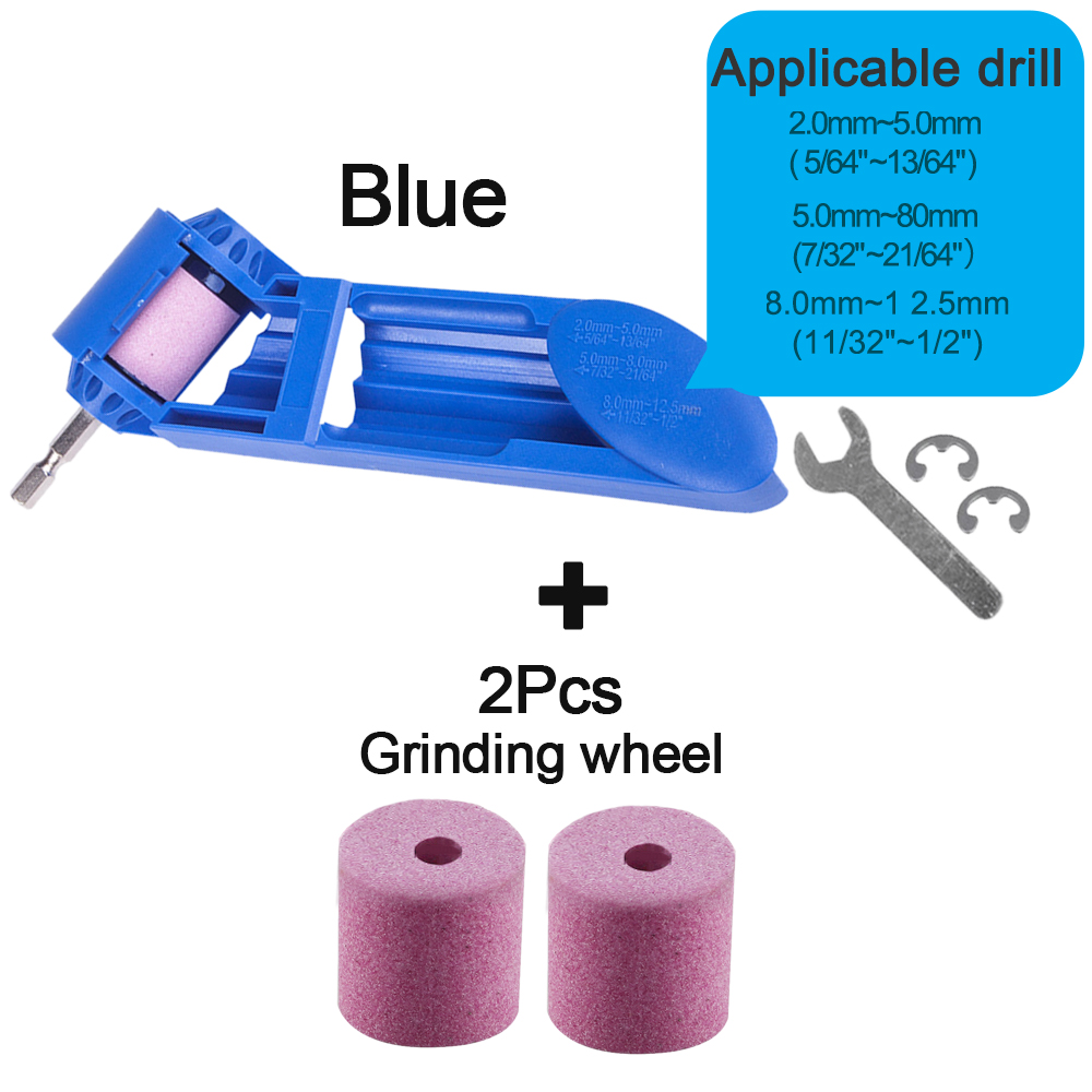 2.0-12.5mm/Set Drill Bit Sharpener Portable Corundum Grinding Grinder Quick Install Tools Hand Drill Modification: Blue and 3 Stones