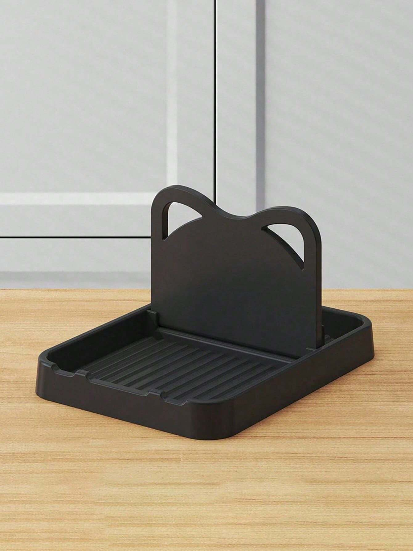 Soporte multifuncional para tapa de olla, soporte para cubierta de olla, soporte para cuchara, tapa para olla, espátula, estante de almacenamiento para cuchara, herramientas de cocina, 1/2 Uds.: Negro