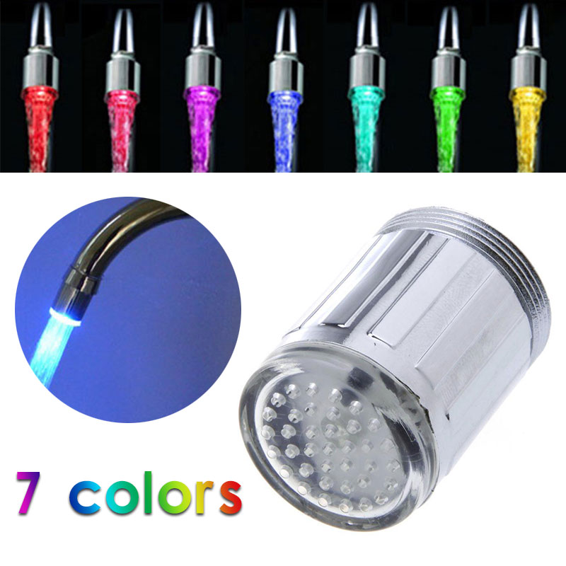 7 kleurrijke Tap Nozzle LED Light Kraan Water Douche LED Kraan Licht Veranderende Kleuren TE Tap Kranen