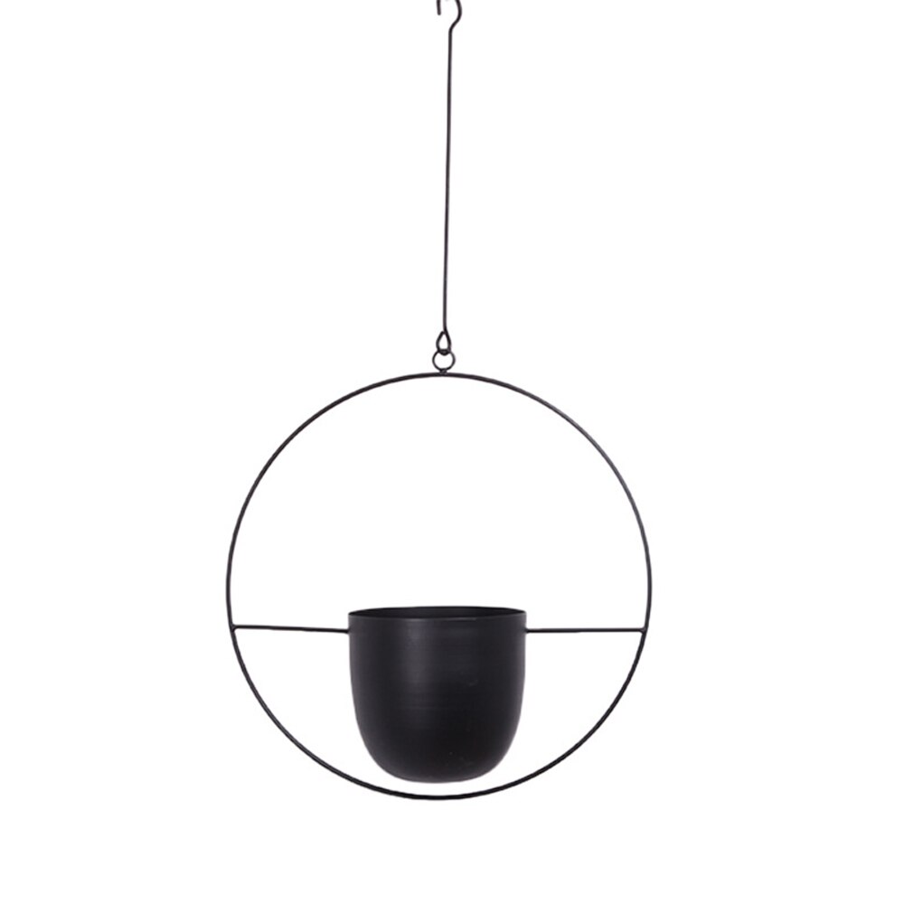 Panier suspendu en fer, Pot de fleur suspendu, panier de fleurs suspendu, décoration murale, chaîne en métal, balcon de jardin,: black A