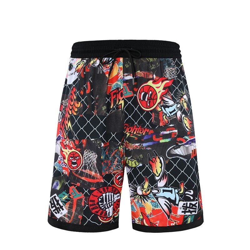 HOWE AO Man Plus Size M-3XL Summer Style Beach Short Breathable Quick Dry Loose Casual Printing: Red / XL